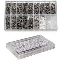 Ultimate 18-in-1 Glasses Repair Screw Kit | Precision Nose Pads, Spacer Caps & Frameless Screws for Eyeglass Adjustments & Maint pilka spalva