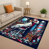 2026 New Retro Barber Shop Symbol Sign Living Room Non-Slip Area Rug Carpet for Bedroom Playroom Sofa,Home Decor Doormat Gift 40x60cm