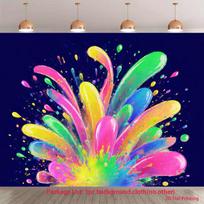 2D Dark Blue Paint Explosion Backdrop Neon Colorful Splash Photography Banner 47.2x31.5inch/120*80cm