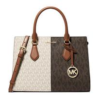 MICHAEL KORS Sheila Metalinis Logotipo Parašo Parduotuvės Krepšys Parduotuvės Krepšys Pirkinių Krepšys PU Rankinė Vidutinio Dydžio Moteriška Ryžių ir Rudos Spalvos auksas