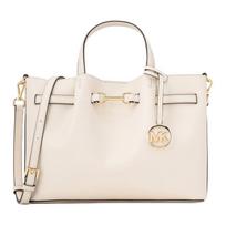 MICHAEL KORS Carson Centre Logo Apyrankės Odinė Rankinė Vidutinė Moteriška Šviesiai Kreminė ruda