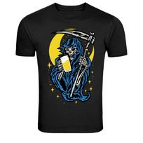 Grim Reaper Drinking Beer Funny Death Graphic T-Shirt S įvairiaspalvis