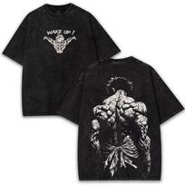 Anime T-shirt Vyrams Trumpomis Rankovėmis Drabužiai Per dydį T-shirt Skalbta Medvilnė Tee Harajuku Vyriškas Vintage T-shirt S gray