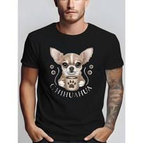 Men's Short-Sleeve T-Shirt with Chihuahua Print Logo - Casual Round Neck Summer Tee, Regular Fit Casual Wear for Men, Everyday Essential Top S įvairiaspalvis