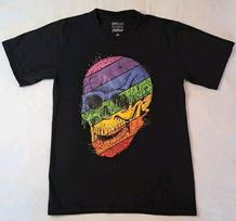 Complexland Creative Men's Cotton Crew T-Shirt Black w/Rainbow skull Size Small S įvairiaspalvis