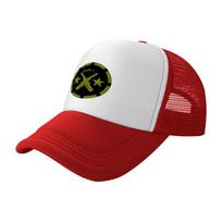 XENA Logo Mesh Trucker Hat White Black Adjustable Breathable Baseball Cap with Star Cross Design for Outdoor Activities