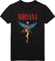 Nirvana T Shirt In Utero Angelic Band Logo Official Mens Black Size XL S įvairiaspalvis