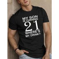 European Sizes 1pc Men'S Casual Crew Neck T-Shirt -  My Son Is Turning 21  Geometric Pattern,  Regular Fit for Adults - Summer Top S įvairiaspalvis