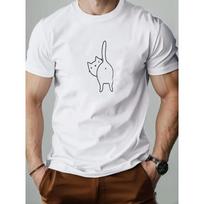 European Size Men's Kitten Pattern Summer Casual Crew Neck Short Sleeve T-Shirt S įvairiaspalvis