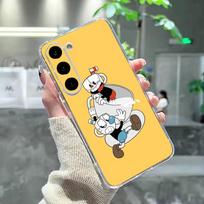 Cute CupHead And MugMan Phone Case For Samsung Galaxy A91,80,73,72 ,71,53,52,32 ,31,22,21s,20,Transparent Case Samsung a50 30s 50s