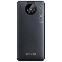 Powerbank Awei P134K 20000Mah  Wyświetlacz + Kable Usb/Pd/Lightning/Microusb Czarny