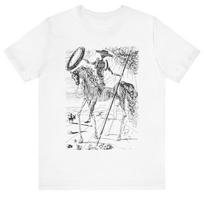 Don Quixote Salvador Dali ArT Shirt Mens Womens Tees Top Cervantes Novel Bookworm Surreal Sketch Tee M