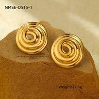 GEMCHIC Women's Hollow Spiral Thread Circle Stainless Steel Earrings Luxury Gold Studs
