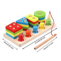 Montessori Medinis Žvejybos Žaidimas su Spaustuku Bitė 3 viename Stulpeliai Ankstyvasis Ugdymas Rankų ir Akių Koordinacija Spalvų Atpažinimas Interaktyvūs Kūdikių Žaislai