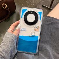 Creative Pura70 Summer Surfing Dog Mat50 Transparent Anti-drop Case for Huawei Mate60Pro Phone Case huawei Mate60