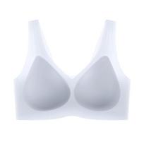 Ice silk seamless underwear women's steel rim comfortable fixed integrated cup bra light breathable vest bra M size = 34/75 ABC cup (75-100) mėlyna