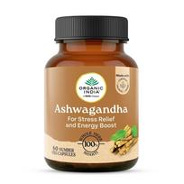 Organic India Ashwagandha Capsules 60 Veg Caps Boost Energy Stamina Support Vitality Stress Relief