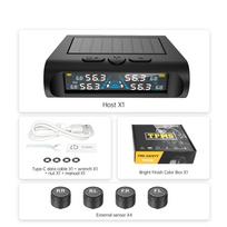 Solar TPMS with Fast Alert System, HD LED Screen, 4 External Sensors, Dual Solar/USB Charging for Real-Time Tire Pressure and Temperature