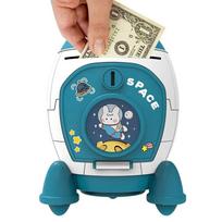 Password Lock Rocket Piggy Bank Money Box Children Money Boxes  Adults/Girls/Boy mėlyna