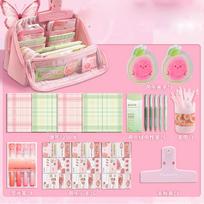 Ins Cute Guava Style Pencil Case, High-Aesthetic Ita-Bag Stationery Bag for Girls, Large Capacity Transparent Window Makeup & Pen Pouch