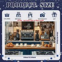 2D Bakery Cafe Bar Backdrop, Croissant & Coffee Shop Wall Decor for Brunch Party 47.2x31.5inch/120*80cm