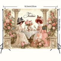 2D Elegant Floral Tea Party Backdrop, Royal Themed & Afternoon Tea Decoration 47.2x31.5inch/120*80cm