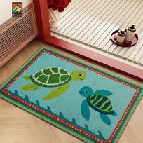 2D Embroidered Turtle Design Welcome Mat Summer Beach Decorative Floor Mat Starfish Non-slip Entrance Rug Home Decoration Carpet 40cm x 60cm