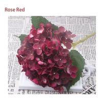 Luxurious Soft Artificial Hydrangea Floral Bouquet For Exquisite Party Decorations Rose Red