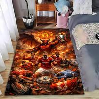 Manchester United Themed Carpet with Fiery Red Design and Trophy Print  Suitable for use as an anti-slip for living room bedroom sofas 40x60cm( 15x23in )