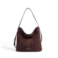 Women's bag new large-capacity bucket bag lazy wind commuting retro fashion versatile leather shoulder armpit bag base length 31.5cm width 10cm height 28cm kava