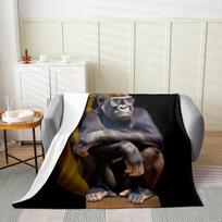 Gorilla Throw Blanket Muscular Animal King Kong Decorative Soft Warm Cozy Flannel Plush Throws Blankets for Bedding Sofa Couch 130x150cm