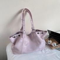 Women's Denim Tote Bags, Rock Locomotive Metal Rivets Large Capacity Casual Shoulder Bag, Hip Hop Street Style Daily Handbags