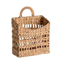 Handwoven Water Hyacinth Storage Basket Indoor Organizer with Handle Natural Material Decorative Hanging Basket for Home