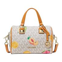 MICHAEL KORS Grayson Klasikinis Prekės Ženklo Raidžių Logotipas Padengtas Drobės Dirbtinės Odos Rankinė Maža Moteriška Oranžinė ruda