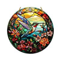 Round Acrylic Suncatcher Hanging Ornament Snowman Design 2D Flat Panel Decorative Window Art for Living Room and Home Display One Size
