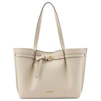 MICHAEL KORS Emilia EW metal logo double shoulder strap design cow leather tote bag handbag shoulder bag large size women's light cream white auksas