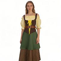 Adult Traditional Oktoberfest Costume Dress with Off-Shoulder Blouse Corset Style Bodice Belted Waist and Layered Skirt for Festival Events XL ruda