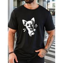 European Sizes Men'S Chihuahua Pattern Summer Casual Short-Sleeve T-Shirt S įvairiaspalvis