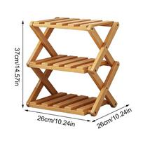 3-Tier Folding Shoe Rack Space Saving Wooden Shoes Organizer Entryway Corner Shelf Stable Construction Large Capacity Cabinet