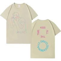 Harry Styles  Kiss All The Time. Disco, Occasionally.  Neon Line Art Portrait & Circular Slogan Graphic Double Sided Oversized Streetwear S įvairiaspalvis