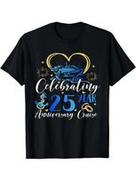 Celebrating 25 Years Anniversary Cruise 25Th Anniversary T Shirt Comfortable Tee Graphic Print Shirt Allseason Tee for Everyday Outdoor Activities Sam S įvairiaspalvis