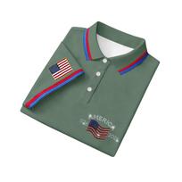 Men Classic Fit Polo Shirt with Embroidered Flag and Button Placket for Casual and Everyday Wear XL