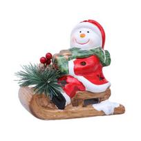 Kalėdų Senelio rogių figūrėlė Šviečianti keraminė Kalėdų Senelio statulėlė LED stalo puošmena šventinei lentynai židiniui namų interjerui Snowman