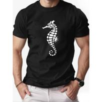 European Size Men's Seahorse Print Summer Casual Crew Neck Short T-Shirt S įvairiaspalvis