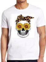 Sunflower Sugar Skull Bandana Funny Meme Geek Cool Cult Gift Tee T Shirt S įvairiaspalvis