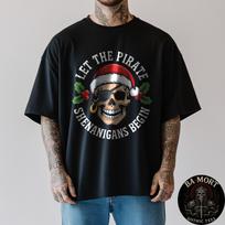Skeleton Skull Santa Pirate Candy Cane Christmas Jolly T-Shirt S įvairiaspalvis