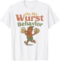ON My Wurst Behavior Funny Vintage German Oktoberfest Tee T-Shirt Mens Womens Tees Top S