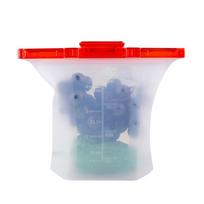 Food-grade Silicone Freezer Seal Bags Double Lock Food Storage Bag Fresh-keeping Bag  Vegetable Red 1000ml