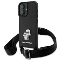 Karl Lagerfeld Saffiano Karl & Choupette Metal Pin Cbdy Strap - Etui Iphone 16 (Czarny)
