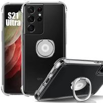 Case for Samsung Galaxy S21 Ultra - Shockproof - Transparent - Adjustable Stand - Slim - Silicone skaidri